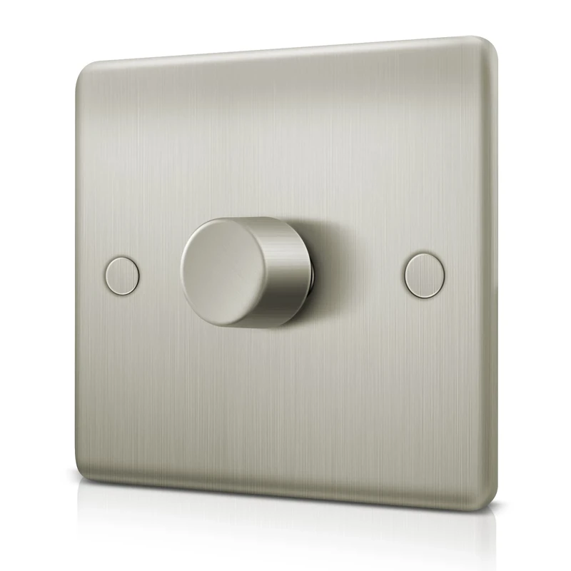 LED Dimmer Switch, Trailing Edge Dimmer Light Switch for LED/Halogen Lights, 1 Gang 2 Way 3-150 Watts, Brushed Steel