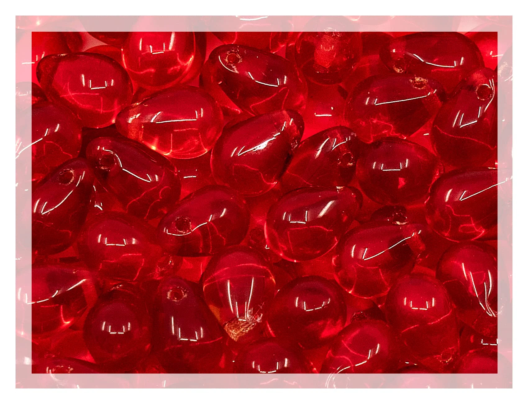 Czech 50-Piece Glass Beads, 6x9mm, Teardrop Siam Red
