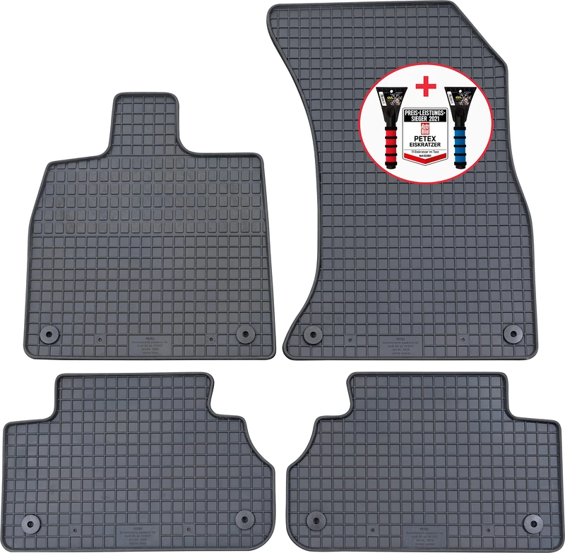 PETEX Rubber Mats Premium 4-Piece Black + Ice Scraper Car Picture Test 52/2021