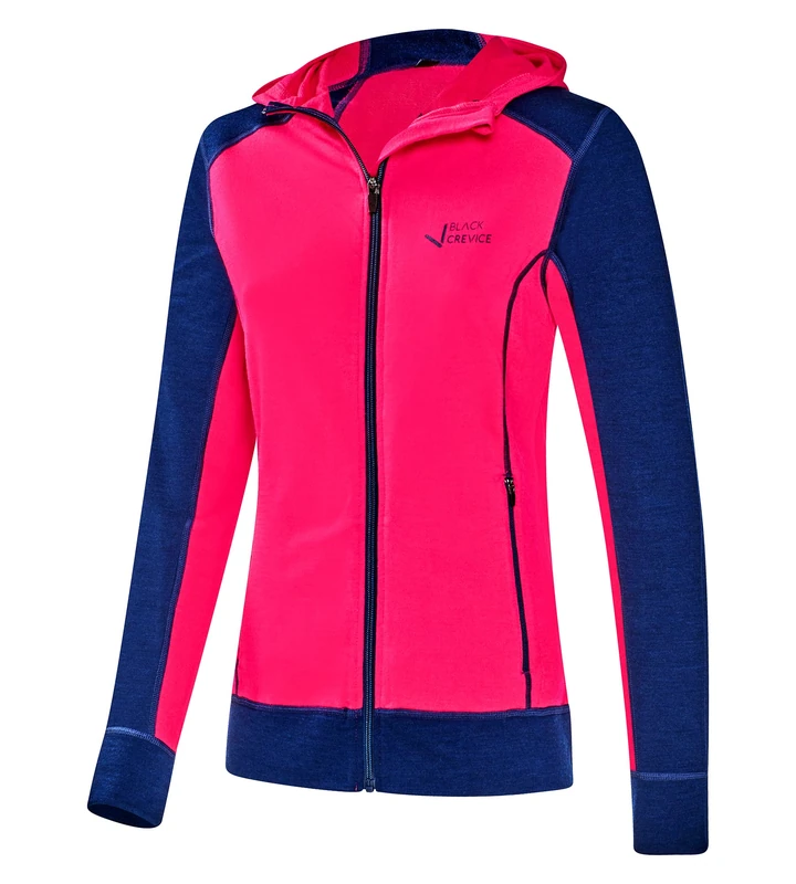 Black Crevice Women's Merino Wool Hooded Jacket - Steel Blue