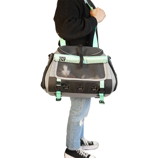 Travel Cat Carrier Bag - Portable Comfort Soft Sided Transpurrter Cat Carrier for Small Medium Cats Kitten up to 30 LBs Airline Approved Backpack with Shoulder Strap (Dark Charcoal) - Image 1
