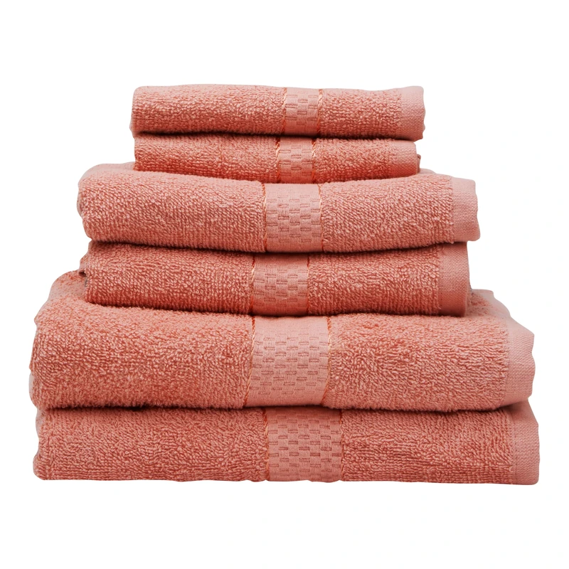 Premier Housewares Thread And Loom 6pc Peach Pink Towel Set, Highly Absorbent And Quick Dry Extra Large Towels, 2 Face 2 Hand 2 Bath Towel