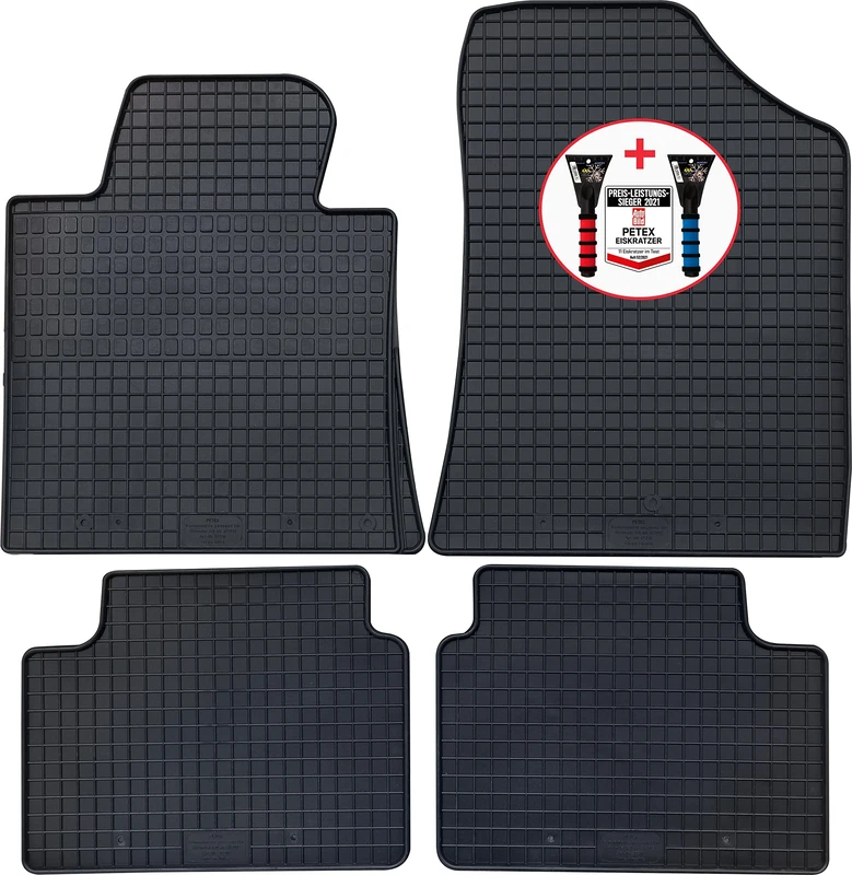 PETEX Rubber Mats Premium 4-Piece Black + Ice Scraper Car Picture Test 52/2021