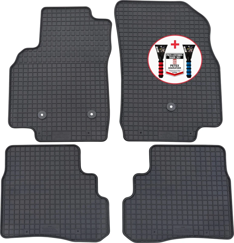 PETEX Rubber Mats Premium 4-Piece Black + Ice Scraper Car Picture Test 52/2021