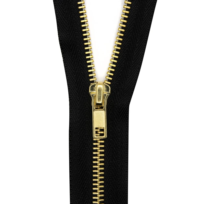 Realm Brass Teeth Jeans Zip for Sewing, Crafts, Clothing and Accessories (6 Inch - Black)