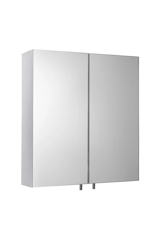 Croydex Cullen Double Door White Steel Bathroom Mirror Cabinet, Smudge-Free Pin Handles, Adjustable Internal Shelf, Easy & Quick Installation, Bathroom Wall Cabinet, Supplied Pre-Assembled, 12x45x52cm