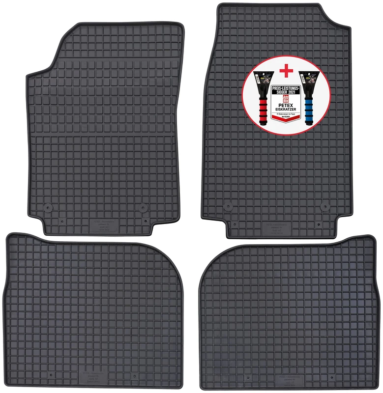 PETEX Rubber Mats Premium 4-Piece Black + Ice Scraper Car Picture Test 52/2021