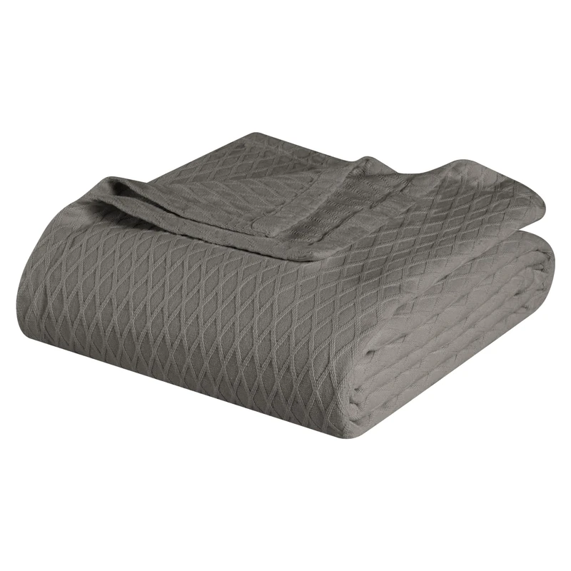 Superior Diamond Weave Blanket, 100% Cotton Cover for Home, Couch, Bed, Soft, Warm Blankets, Boho Aesthetic, Comfy, Cozy, and Cute Covers, Decorative Bedding Essentials, California King, Grey