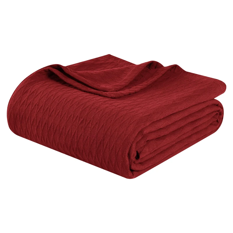 Superior Diamond Weave Blanket, 100% Cotton Cover for Home, Couch, Bed, Soft, Warm Blankets, Boho Aesthetic, Comfy, Cozy, and Cute Covers, Decorative Bedding Essentials, California King, Burgundy - Image 1