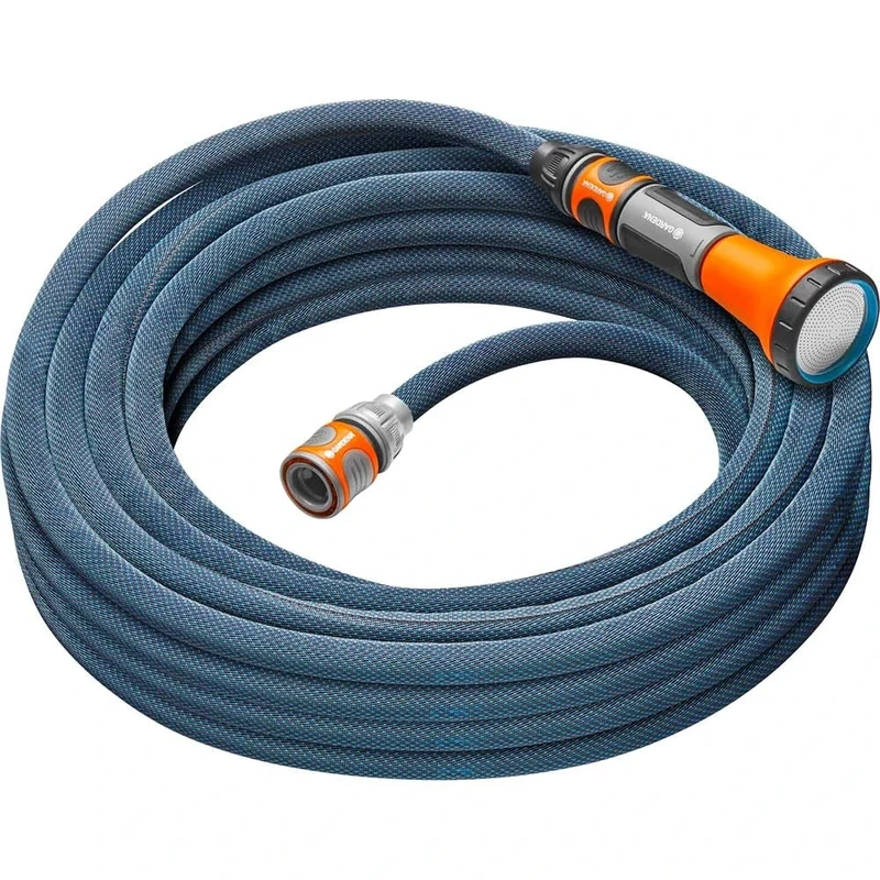 Gardena Liano Xtreme 1/2 inch, 15m set: Extremely robust textile garden hose, for indoor water taps, with PVC inner tube, lightweight, weather-resistant (18465-20)