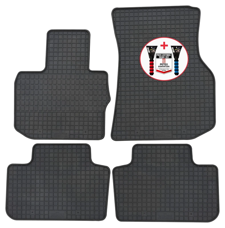 PETEX Rubber Mats Premium 4-Piece Black + Ice Scraper Car Picture Test 52/2021