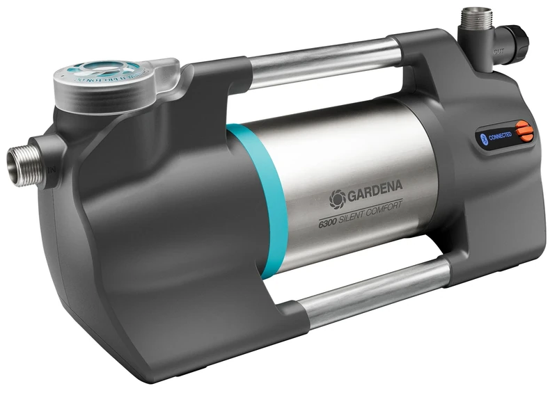 Gardena Garden Pump 6300 SilentComfort: Extra quiet irrigation pump with remote control via app, flow rate 6300 l/h, dry-running safety, stainless steel, energy-efficient and waterproof (9058-20)