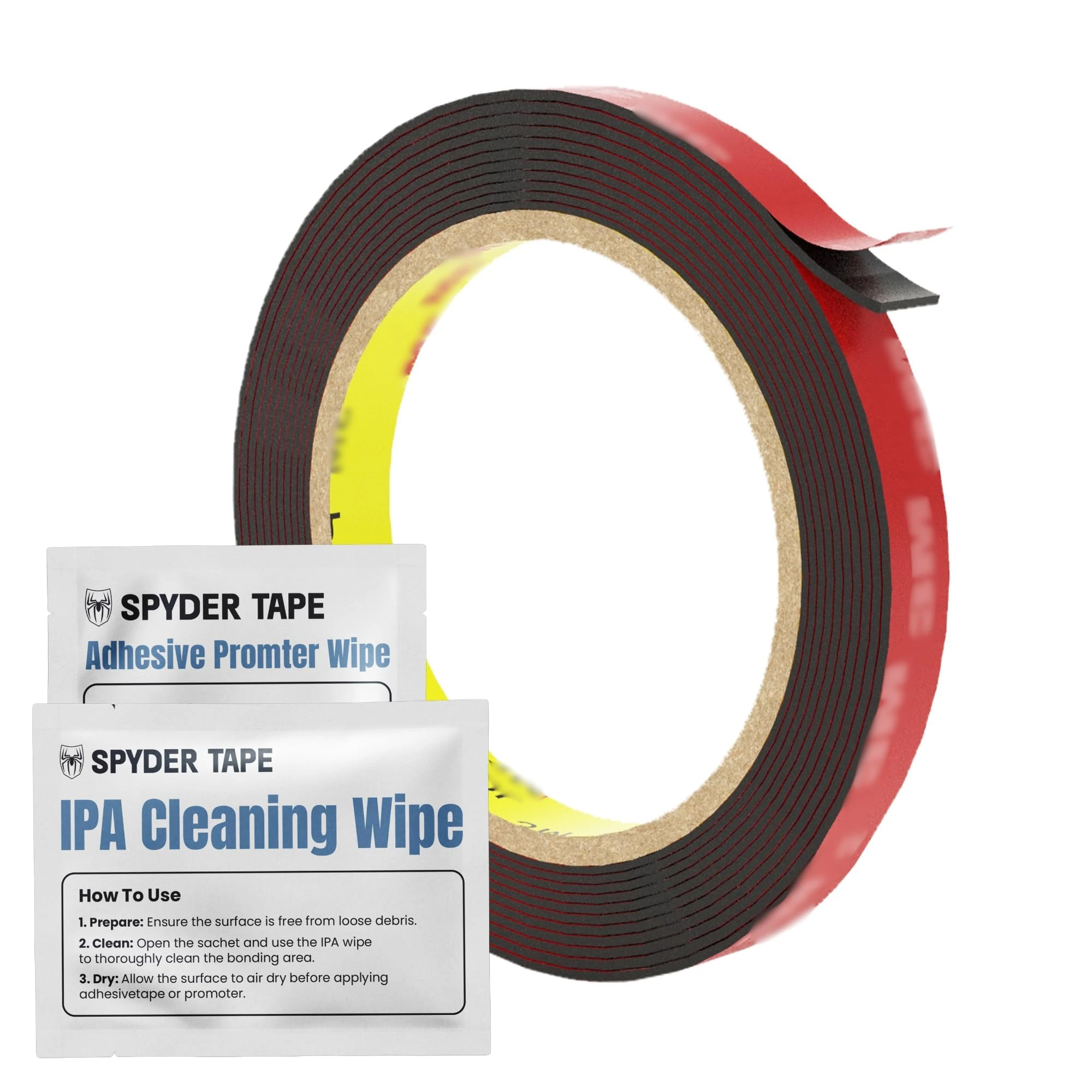 4218P Double Sided Foam Mounting Tape - Heavy Duty Automotive & Home Adhesive Tape for Car Trim, Number Plates, Signs & Panels - Strong Weatherproof Acrylic Foam 20mm x 3m with IPA & Promoter Wipes