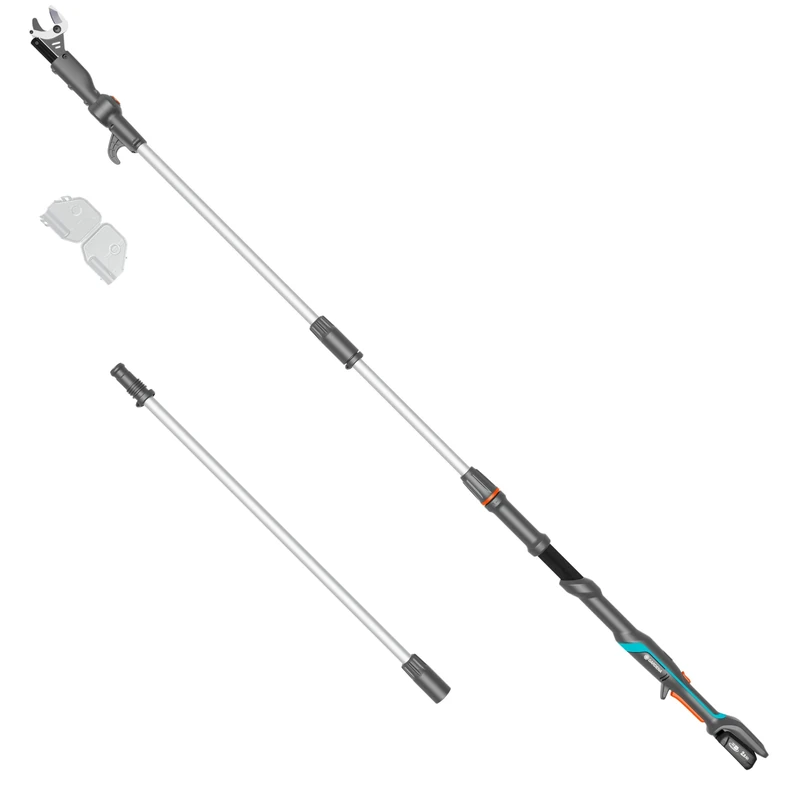 Gardena Cordless Telescopic Tree Pruner HighCut 360/18V P4A Ready-To-Use Set: Lopper with telescopic handle for branches up to 5 m high, rotating cutting head, ergonomic handle, LED display (14776-20)