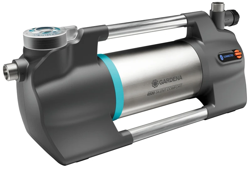 Gardena Garden Pump 6500 SilentComfort: Extra quiet irrigation pump with remote control via app, flow rate 6500 l/h, dry-running safety, stainless steel, energy-efficient and waterproof (9059-20)