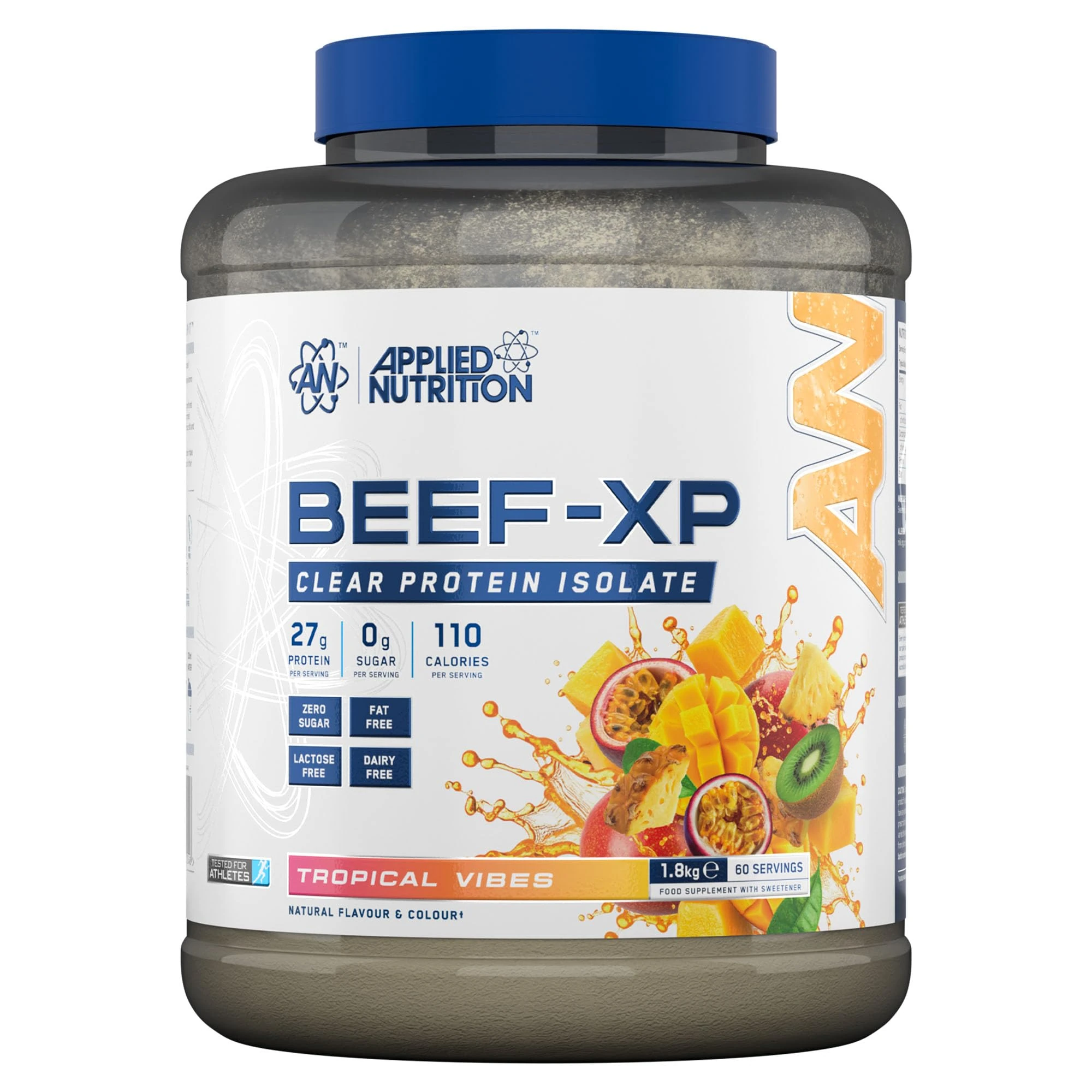 Applied Nutrition Clear Hydrolysed Beef Protein Isolate Powder, Fruit Juice Style, Dairy Free, Lactose Free, Zero Sugar, Low Fat, 1.8kg - 60 Servings (Tropical Vibes)