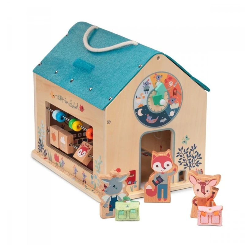 LILLIPUTIENS - My First School - Educational Wooden Toy with Characters, Classroom, and Playground - Stimulates Motor Skills, Imagination, and Thinking in Children - From 2 Years - 83422