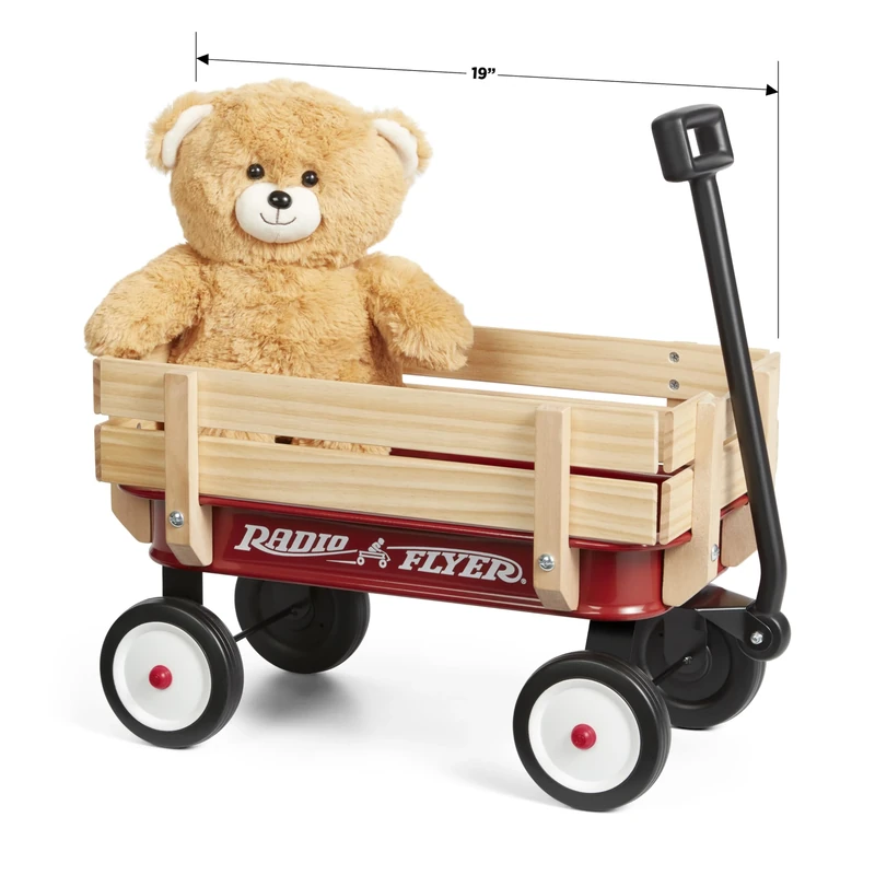 Radio Flyer My 1st Steel & Wood Wagon with Teddy Bear, Red Toy Wagon, For 1.5+ Years Old