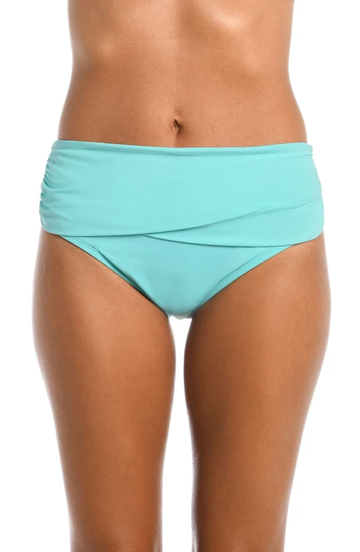 La Blanca Women's Island Goddess Banded Hipster Swimsuit Bottom Bikini, Ice Blue, 12