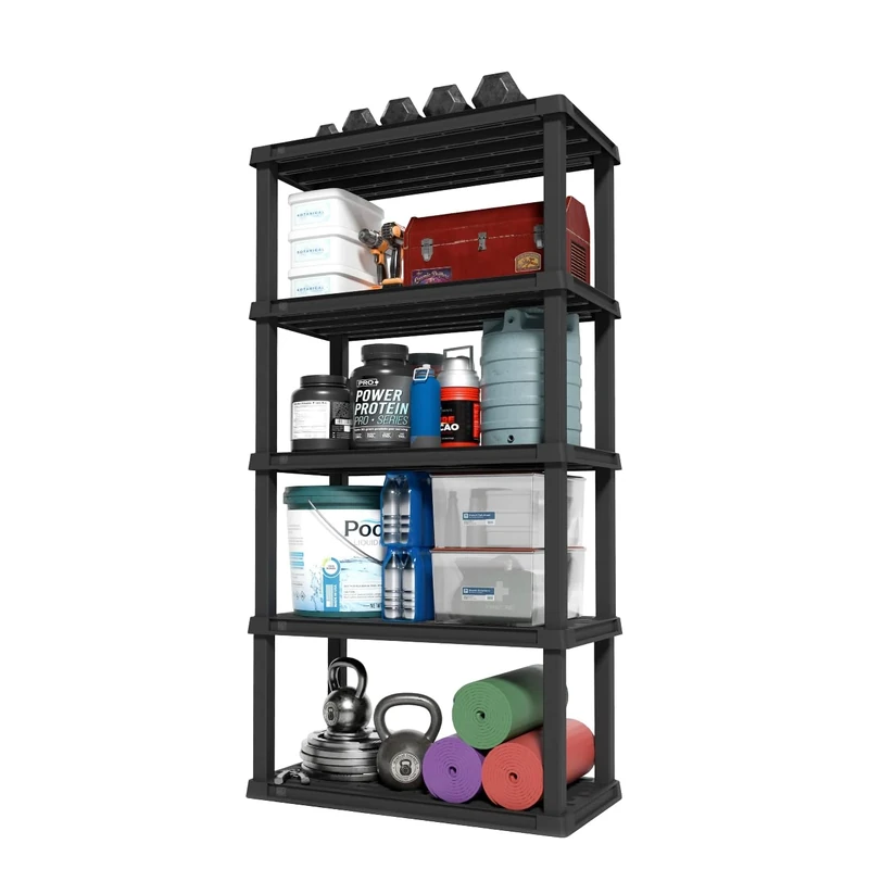 Iris USA 5 Tier Wide Plastic Garage Shelving Underground Indoor Outdoor