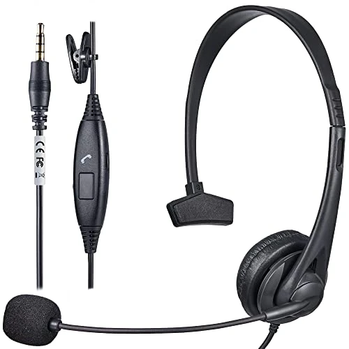 3.5mm Headset with Microphone for PC Computer Laptop, Wired Computer Headset with Mute Volume Control Switch for Call Center Office Zoom Skype