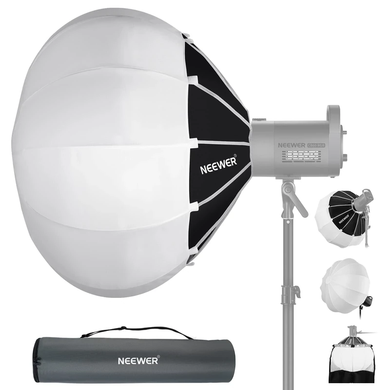 NEEWER 35"/90cm Lantern Softbox One Step Quick Release, 360° Light Diffuser with Skirt, Bowens Mount for Video Light CB60 CB100 CB150 Compatible with Aputure Light 600d Amaran 60x Godox SL60W, NS90L