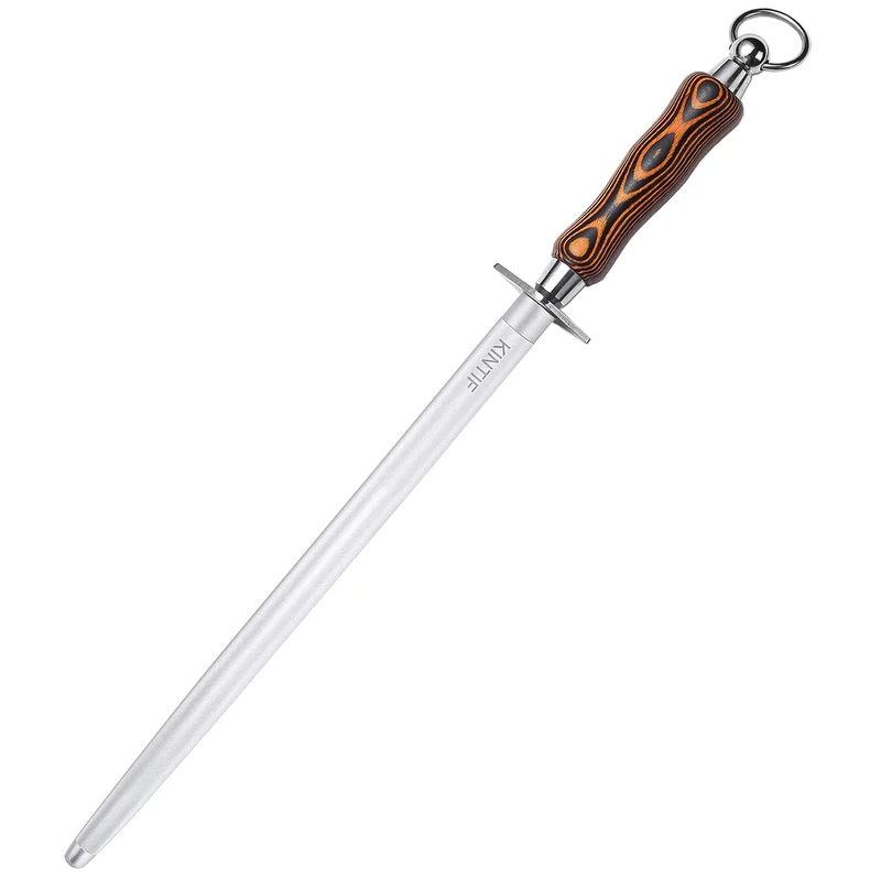 KINTIF Honing Steel 12 inch Sharpening Steel, Professional Knife Sharpener, High Carbon, Fine Lines, High Hardness, Knife Sharpening Honing Rod