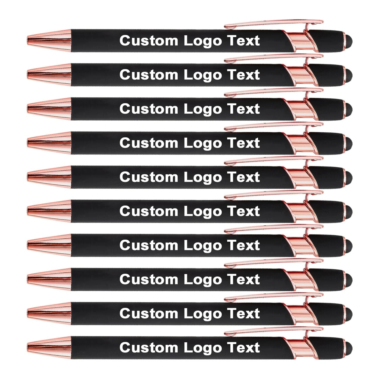 HEYZARDA Personalised Ballpoint Pens with Name Text Logo Custom for Office School Business Bulk, black 100 Pc