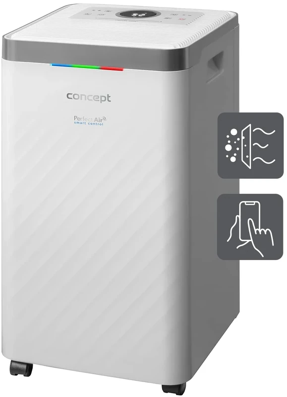 Concept OV2012 Dehumidifier with Air Purifier 210 Watt Touch Control Quadruple Filter System Ionisation Activated Carbon Filter Dust Filter Timer 4 Operating Modes Control via App 45 dB