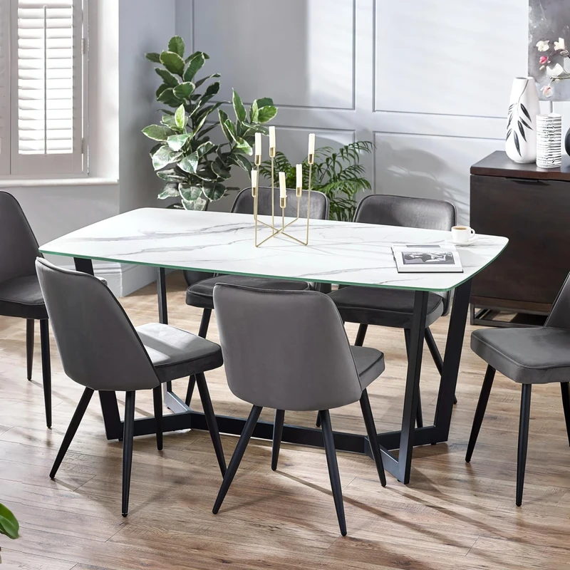 Julian Bowen Olympus Dining Table, White Marble Effect - Image 1
