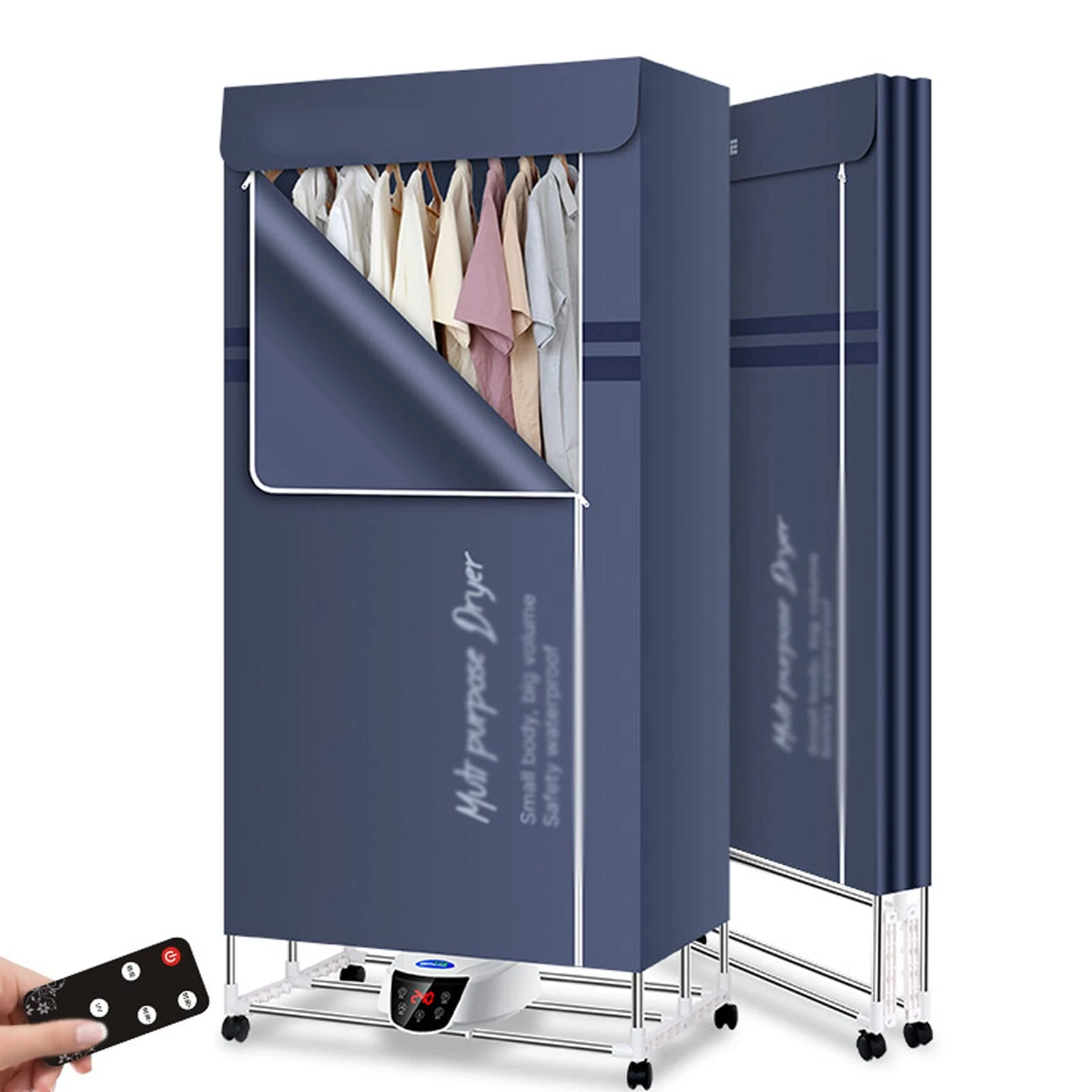 Lsoiup Clothes Dryer Quick Drying Machine1500w Portable Electric Laundry Drying with Cover Remote Control Apartment Hotel Indoor Electric Clothes Dryer