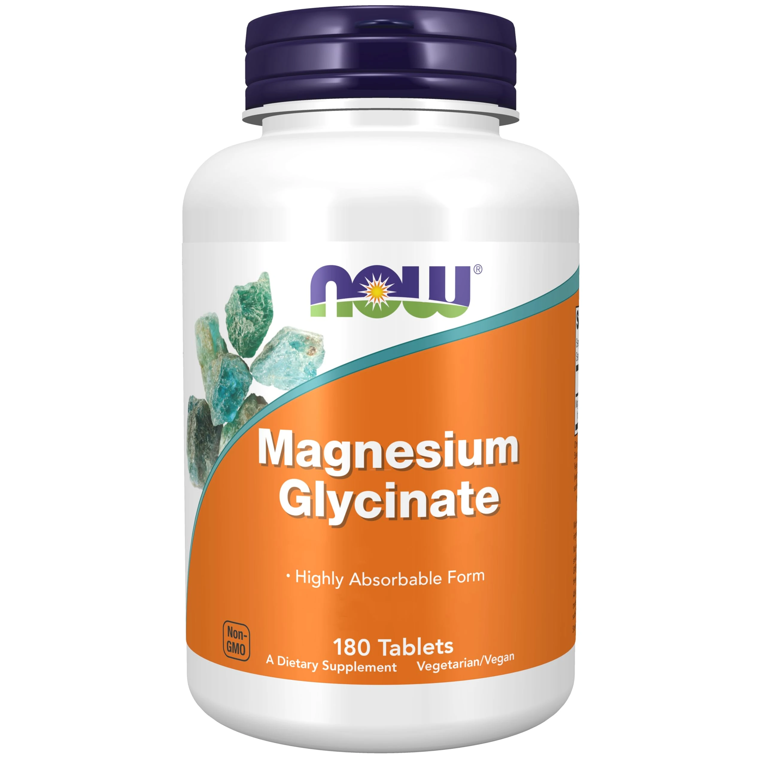 Now Foods, Magnesium Glycinate, 200mg Magnesium, 180 Vegan Tablets, Lab-Tested, Vegetarian, Gluten Free, Soy Free, Non-GMO