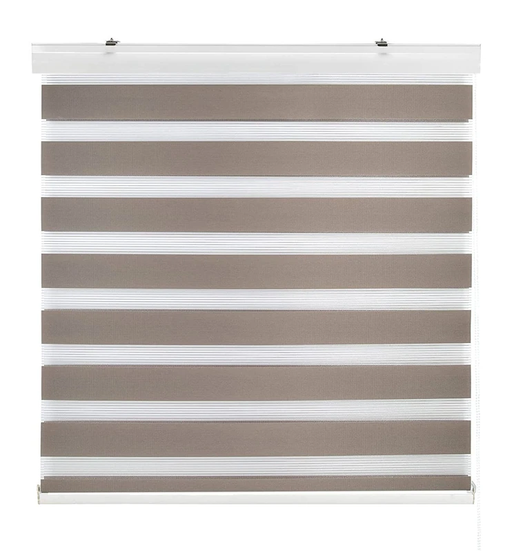 Estoralis | Sansa | Night and Day Roller Blind Modern Design | Double Fabric | Tobacco | 145 x 180 cm (W x H) Fabric Size 142 x 175 cm | Blinds for Windows and Doors