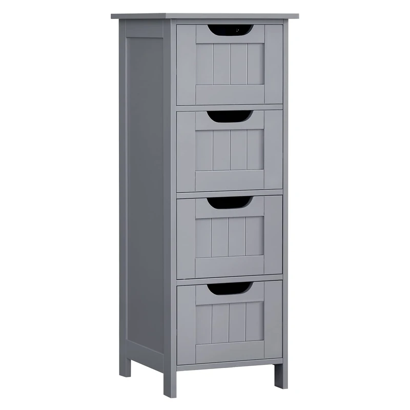 VASAGLE Bathroom Floor Storage Cabinet, Bathroom Storage Unit with 4 Drawers, Bathroom Cabinet Freestanding, 30 x 30 x 82 cm, for Living Room, Dining Room, Kitchen, Modern Style, Mystic Grey LHC040P36
