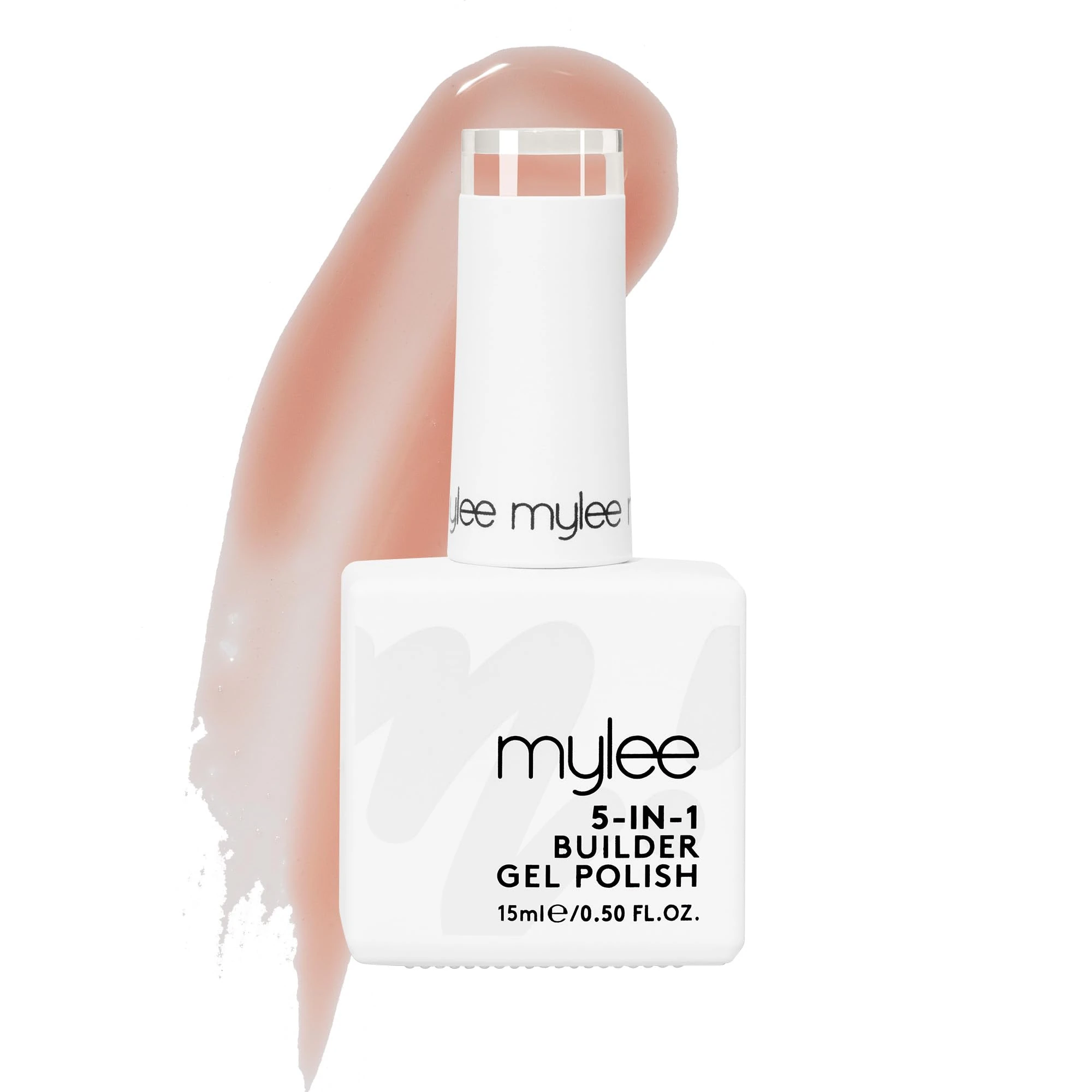 mylee 5 in 1 Builder Base Strengthening Gel 15ml, UV/LED Nail Polish Coat for Hard Strong Nails Tips & Extensions, For Nail Art Decoration, Decals & Jewels, Professional Manicure Repair (Blush)