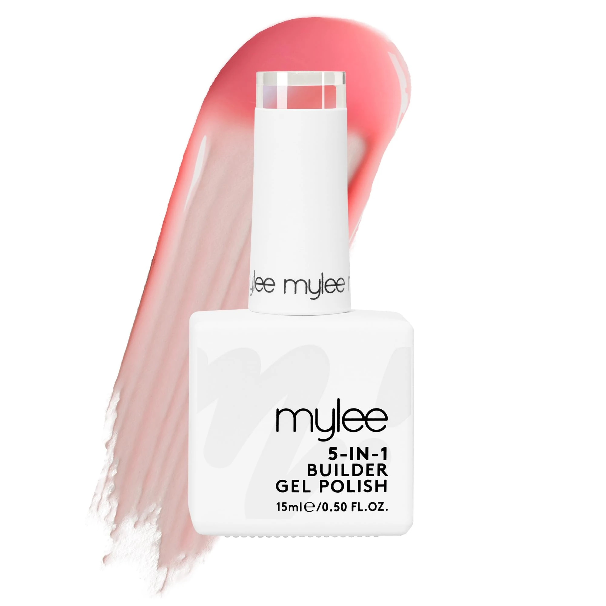 Mylee 5 in 1 Builder Base Strengthening Gel 15ml, UV/LED Nail Polish Coat for Hard Strong Nails Tips & Extensions, For Nail Art Decoration, Decals & Jewels, Professional Manicure Repair (French Rose)
