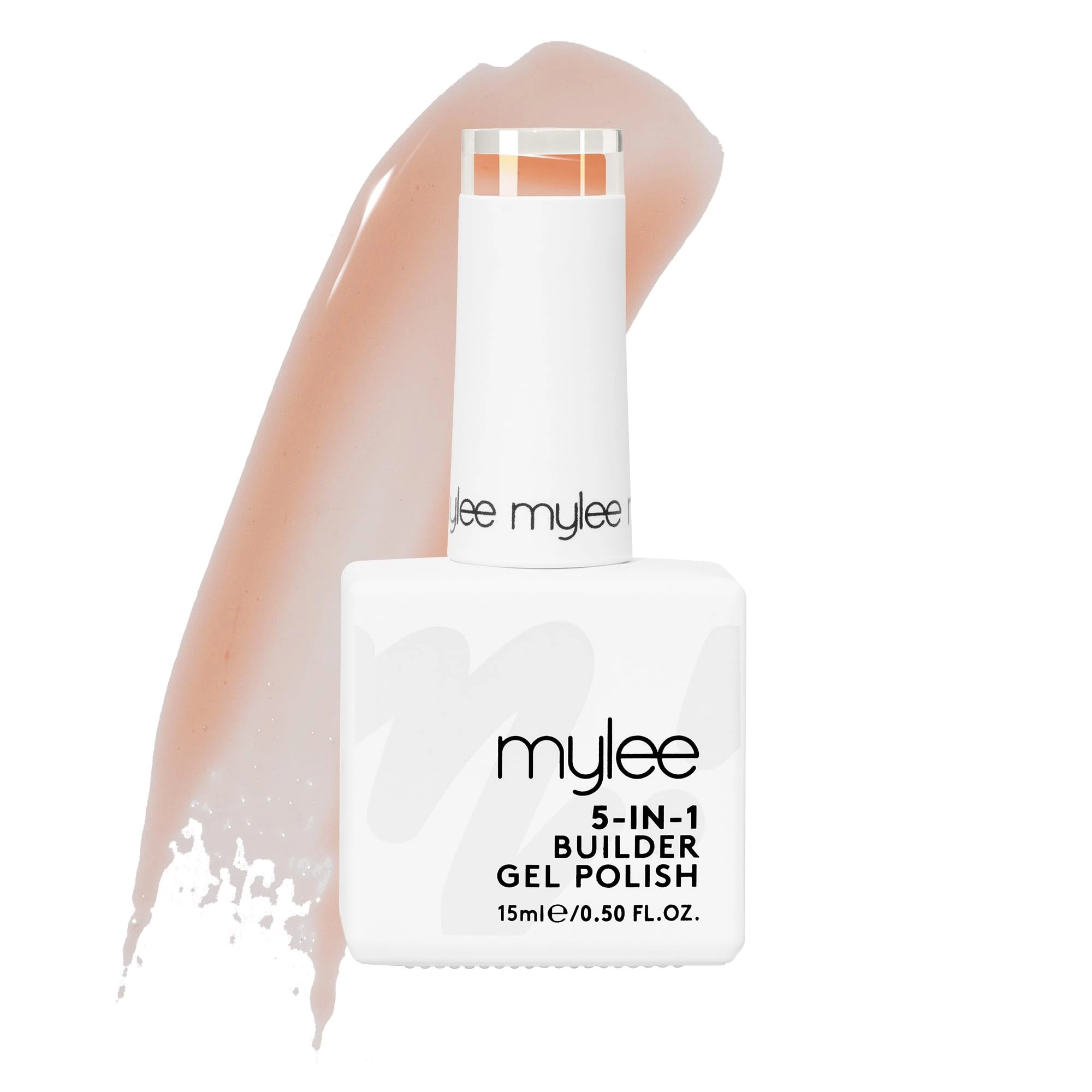 Mylee 5 in 1 Builder Base Strengthening Gel 15ml, UV/LED Nail Polish Coat for Hard Strong Nails Tips & Extensions, For Nail Art Decoration, Decals & Jewels, Professional Manicure Repair (Laid Bare)