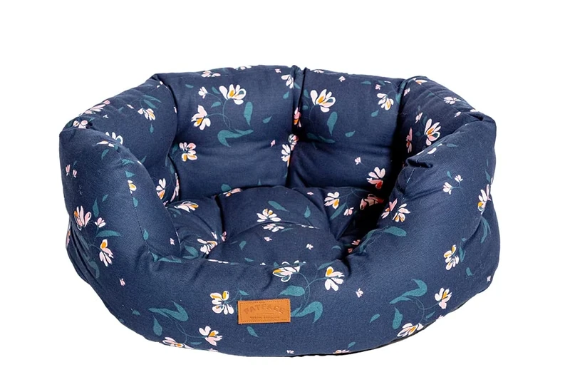 Danish Design FatFace Navy Brush Floral Sustainable Hand Wash Sustainable Deluxe Slumber Dog/Puppy Bed 30 Inch