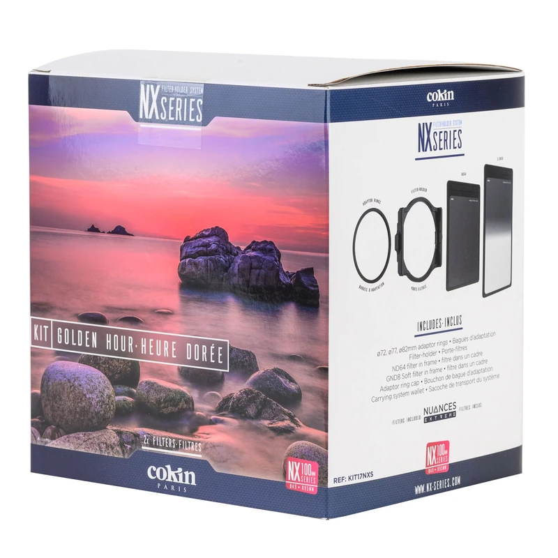 COKIN NX-Series Golden Hour Kit inc. 100mm Filter-Holder + Wallet + NUANCES Extreme ND64 in frame + GND8 Soft in frame + ø72/77/82mm Adapter ring + accessories