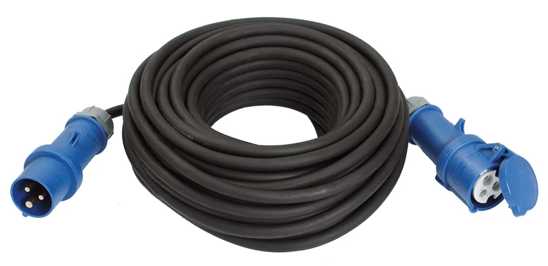 as - Schwabe CEE Verlängerungsleitungen 10 m H07RN-F 3G6, CEE Stecker und CEE Kupplung 230V/32A/3-polig/6h, CEE Verlängerungskabel für Einsatz im Aussenbereich, Made in Germany, IP44, Schwarz, 63281