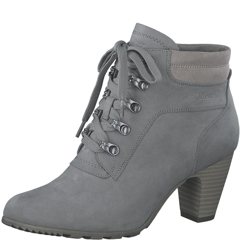 s.Oliver Women's Lace-Up Boots with Heel, Elegant, Comfortable, gray, 7.5 UK