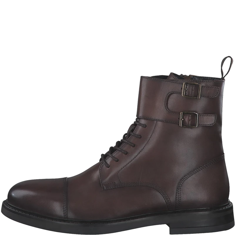 s.Oliver Mens Leather Lace Up Ankle Boots with Buckles, brown, 8 UK