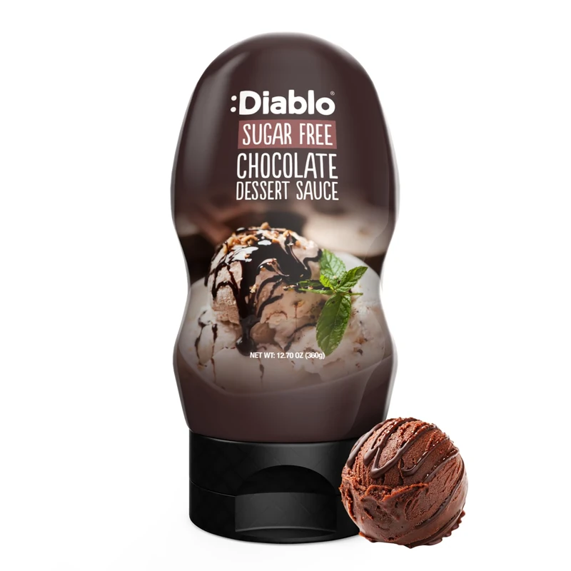 Diablo Sugar Free Dessert Sauce - Gluten-Free Syrup, Drizzle Sweetener, Keto Friendly Flavoring Topping, Perfect for Gifting, No Added Sugar - Chocolate, 360g, 12.70oz - 1 Pack