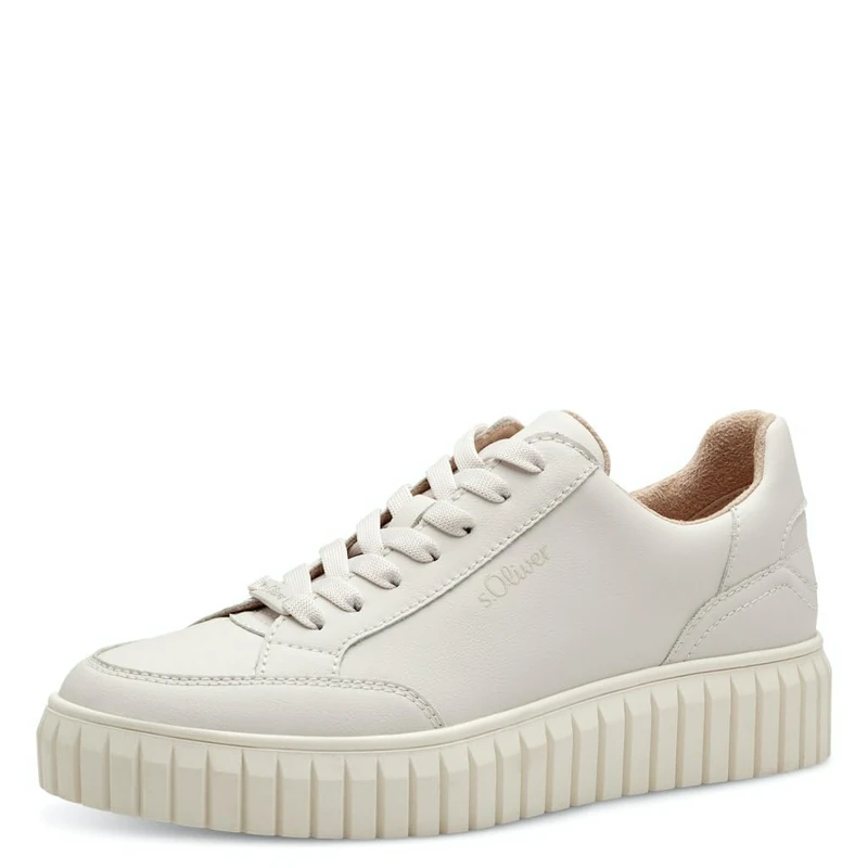 s.Oliver Women's Flat Low Top Vegan Trainers, Nude, 8 UK - Image 1