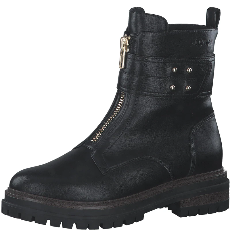 s.Oliver Womens Faux Leather Zipper Ankle Boots, black, 6 UK - Image 1