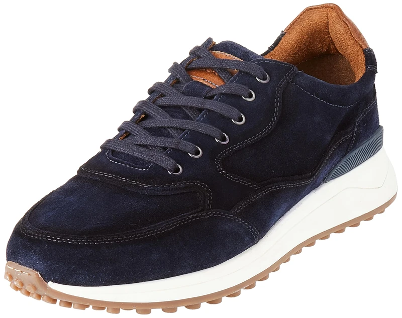 s.Oliver Men's Flat Leather Casual Trainers, Navy, 10 UK