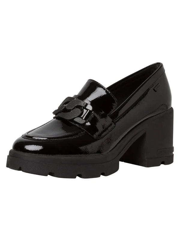 s.Oliver Women's Elegant Block Heel Loafer, Black (Black Patent), 6 UK - Image 1