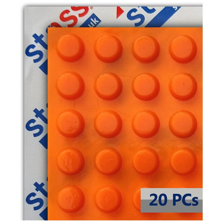 Orange Rubber Feet, 8mm * 3mm (20 pcs) Self Adhesive Bumpers for Visually Impaired, Oven Knobs, Telephone Buttons, Microwave Dials, TV Remote Control, Door Key Locks, Plug Sockets and Switches