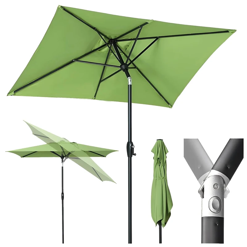 Sekey Aluminium Parasol 210 × 140 cm Parasol Balcony Parasol Rectangular for Balcony Garden & Patio Sun Protection UV 50+
