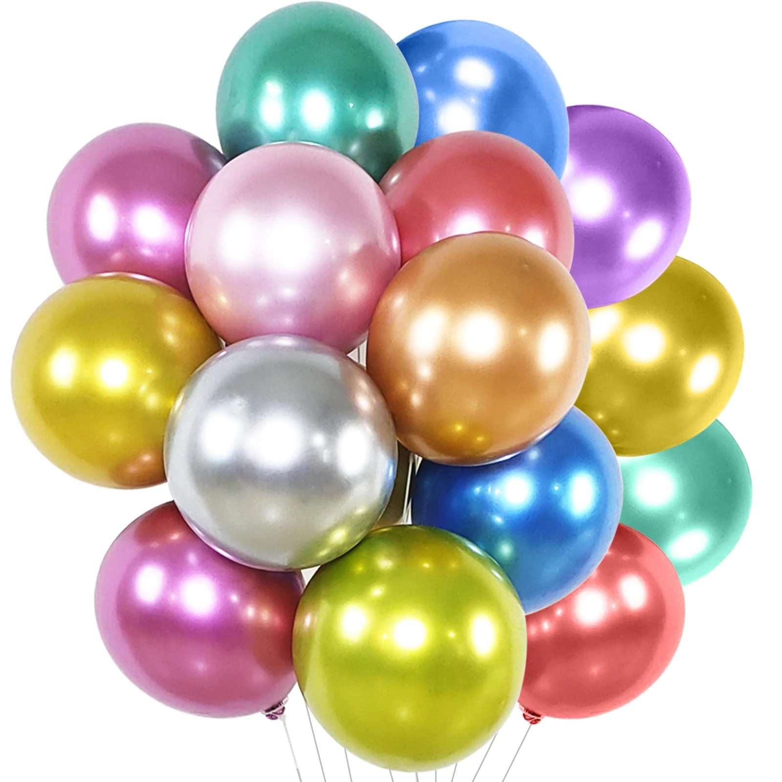 Metallic Balloon 50 Pack 12 inch Metallic Rainbow Balloons Birthday Balloons Multicoloured Chrome Balloons for Happy Birthday Party Graduation New Year Baby Shower Events Decorations